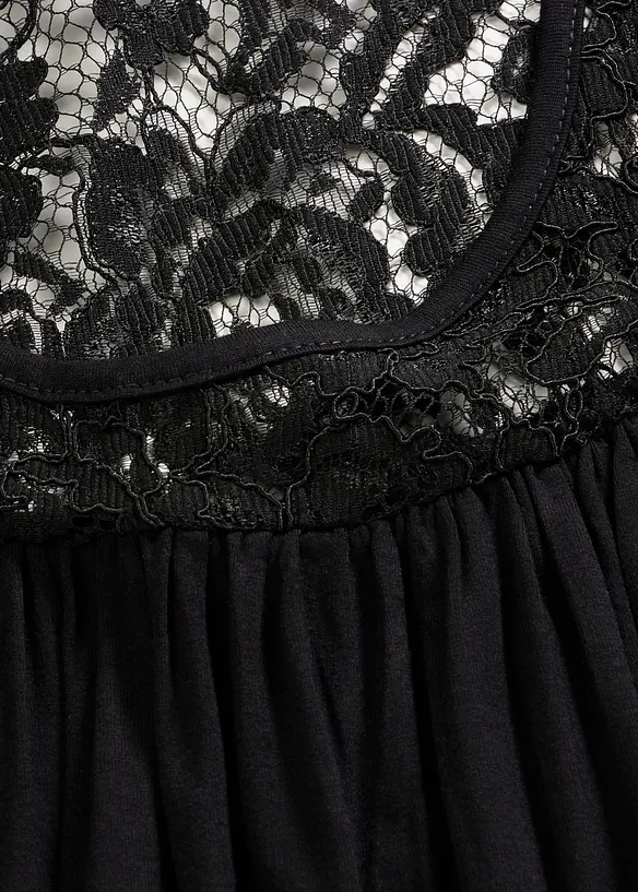 Top en viscose extensible et dentelle, bonprix