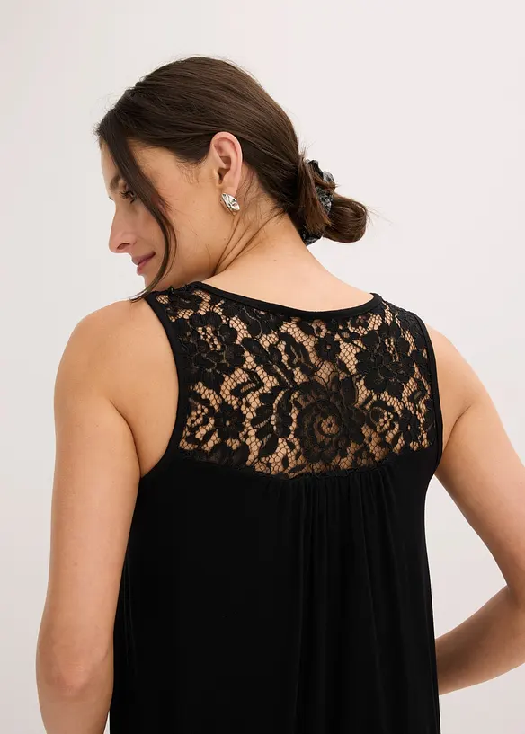 Top en viscose extensible et dentelle, bonprix