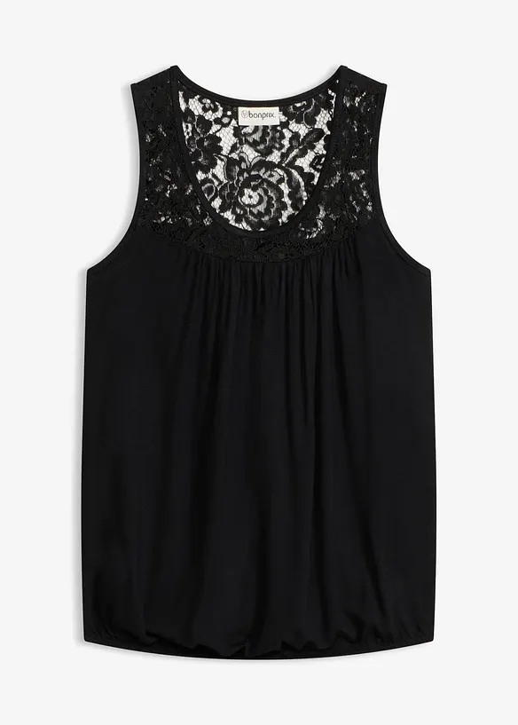 Top en viscose extensible et dentelle, bonprix