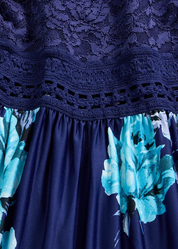 Maxikleid mit Blumen-Print und Spitze, bonprix