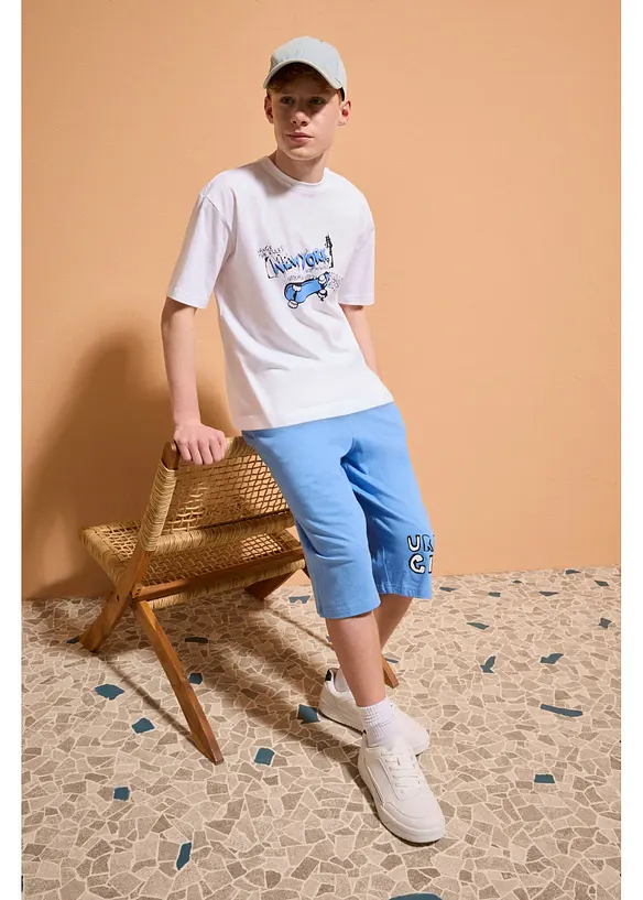 T-shirt loose et bermuda long en jersey 100% coton (ens. 2 pces), bonprix