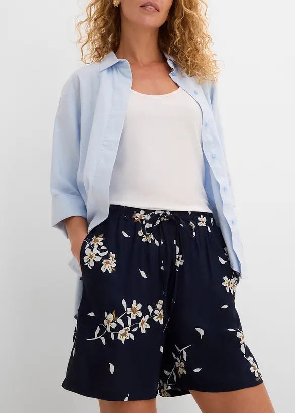 Lot de 2 shorts en viscose avec ceinture &agrave; nouer, bonprix