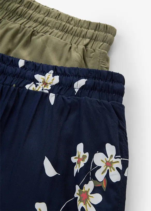 Lot de 2 shorts en viscose avec ceinture &agrave; nouer, bonprix