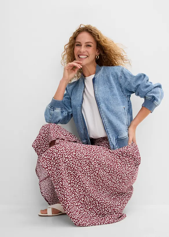 Midi-Viskoserock mit Taschen, bonprix