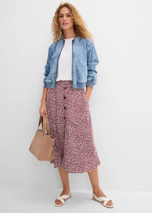 Midi-Viskoserock mit Taschen, bonprix