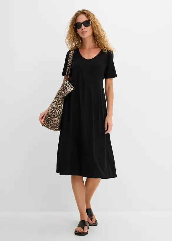 Baumwoll-Jerseykleid, Midil&auml;nge, bonprix