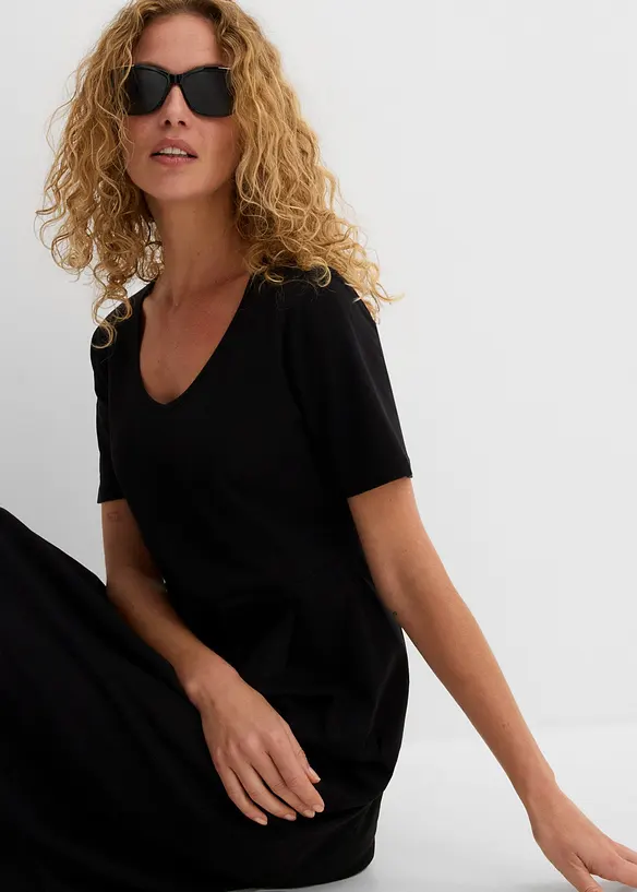 Baumwoll-Jerseykleid, Midil&auml;nge, bonprix