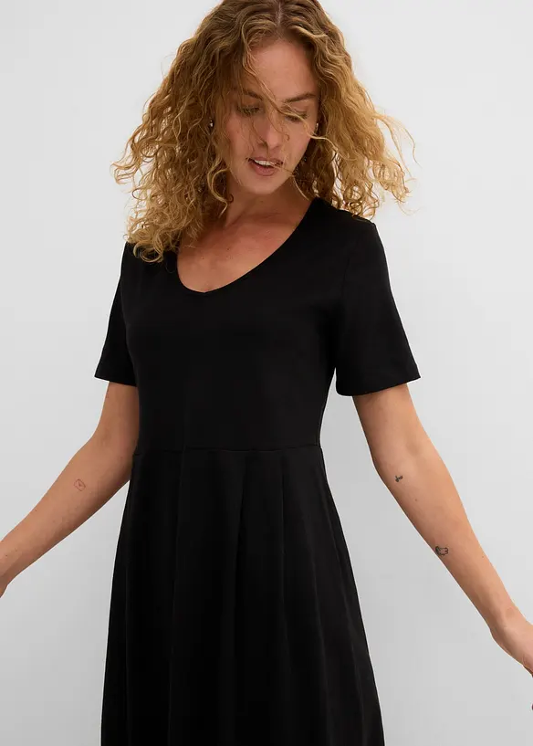 Baumwoll-Jerseykleid, Midil&auml;nge, bonprix