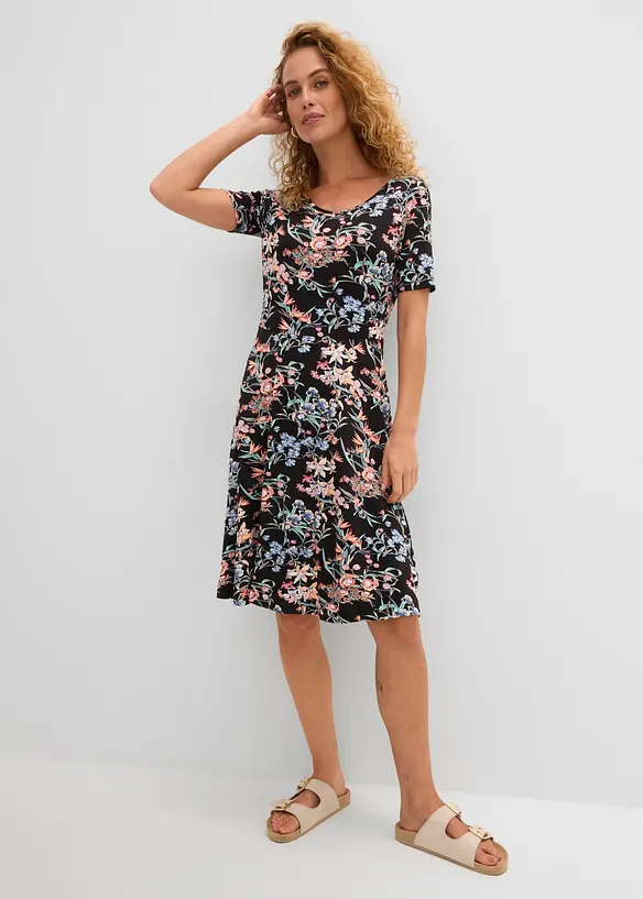 Knieumspielendes Jerseykleid in A-Linie, bonprix