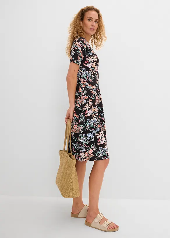 Knieumspielendes Jerseykleid in A-Linie, bonprix