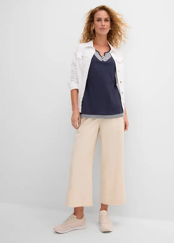 T-shirt coton style 2 en 1, manches courtes, bonprix