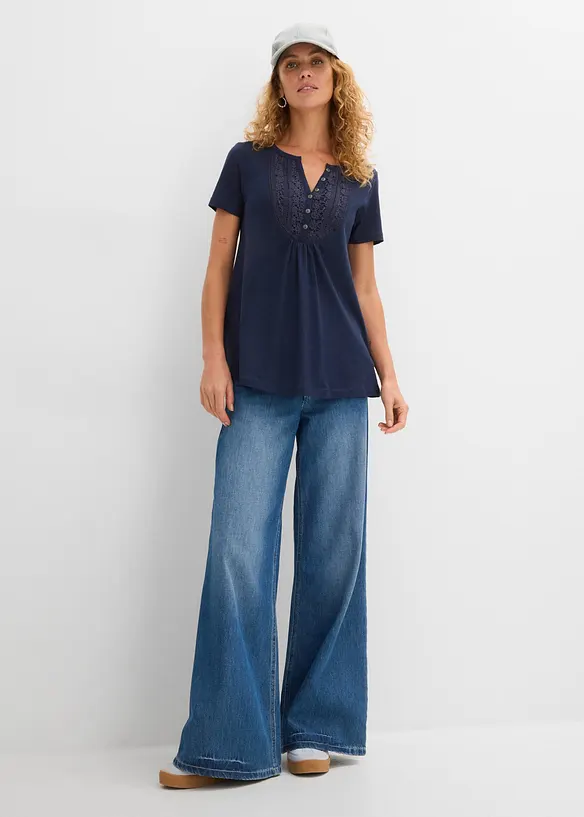 T-shirt coton fil flamm&eacute; manches courtes, bonprix