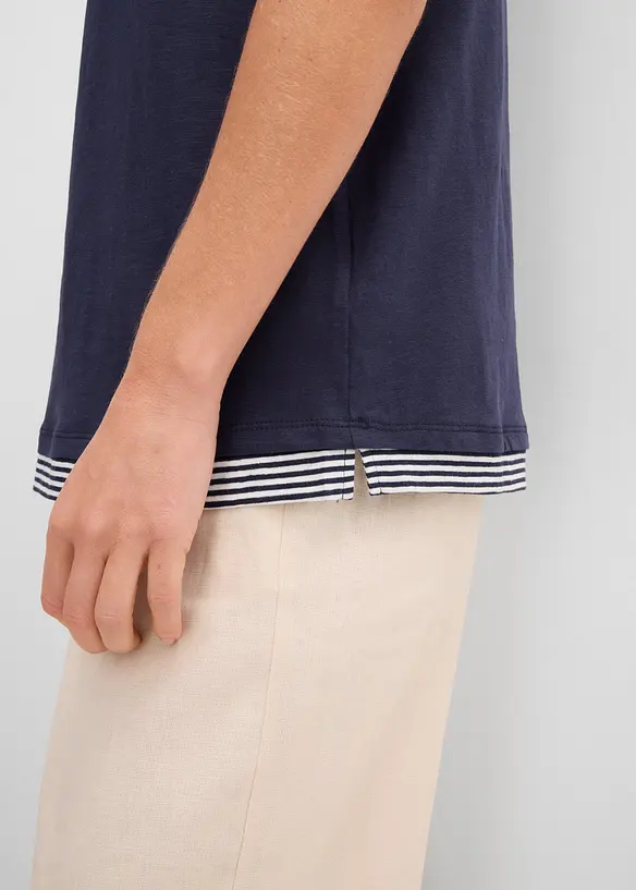 T-shirt coton style 2 en 1, manches courtes, bonprix