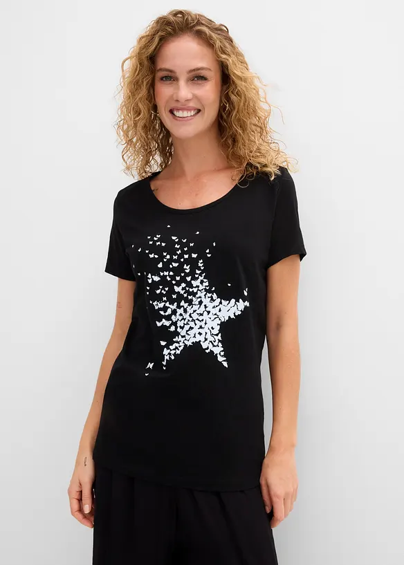 Flammgarn-Shirt aus Bio-Baumwolle, kurzarm, bonprix