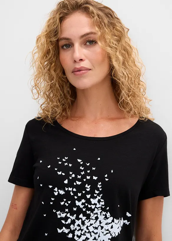 Flammgarn-Shirt aus Bio-Baumwolle, kurzarm, bonprix