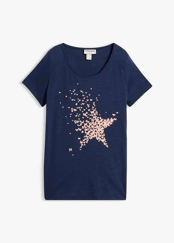 T-shirt coton en fil flamm&eacute;, manches courtes, bonprix