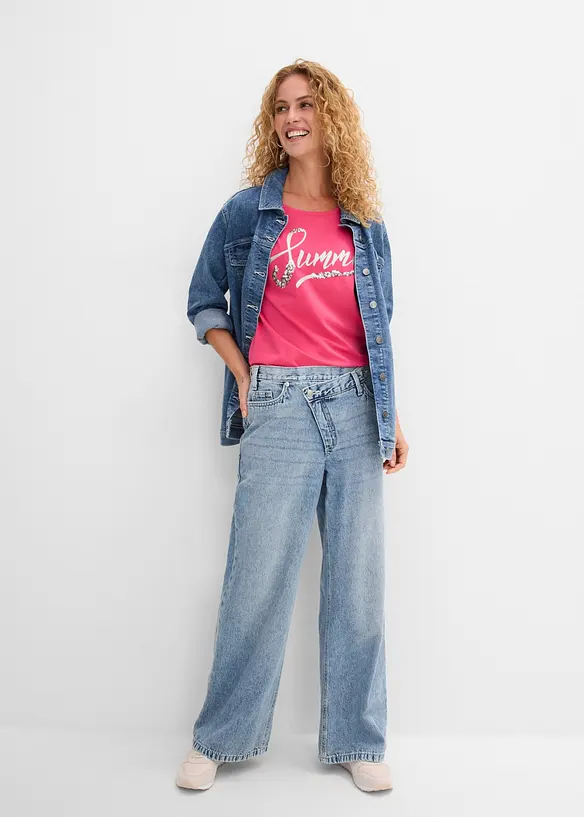 T-shirt avec inscription &agrave; sequins, bonprix