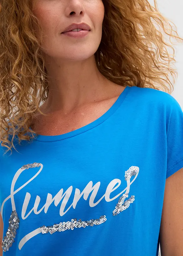 T-shirt avec inscription &agrave; sequins, bonprix