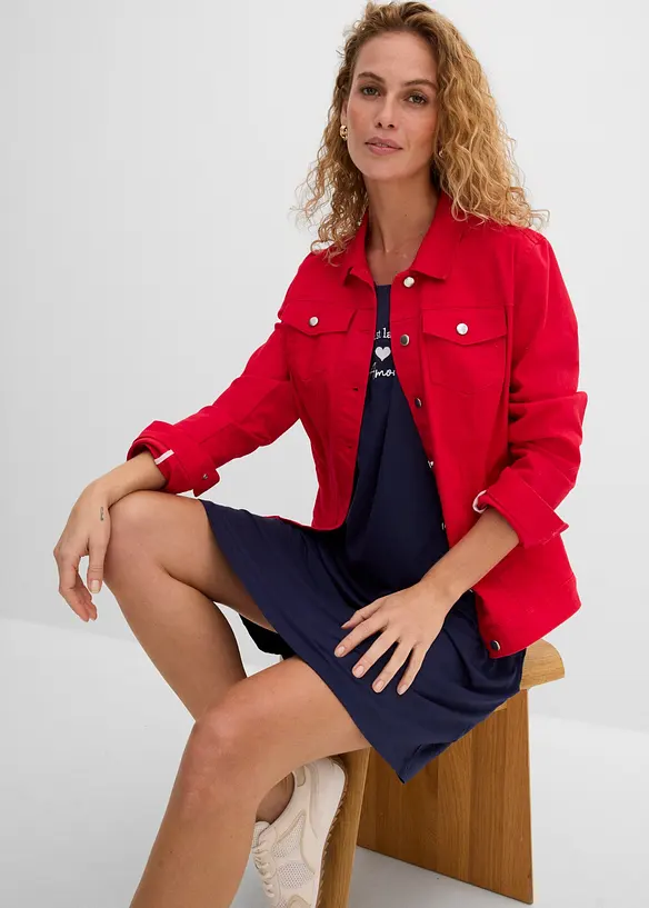 Robe en jersey viscose extensible avec broderie poitrine, bonprix