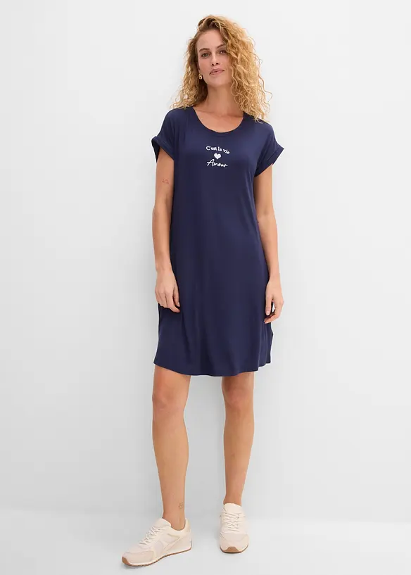 Robe en jersey viscose extensible avec broderie poitrine, bonprix