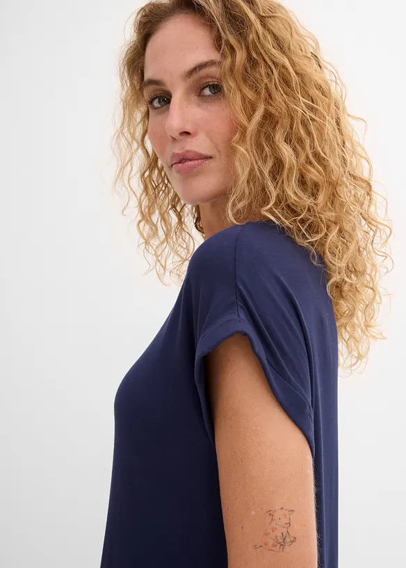 Robe en jersey viscose extensible avec broderie poitrine, bonprix