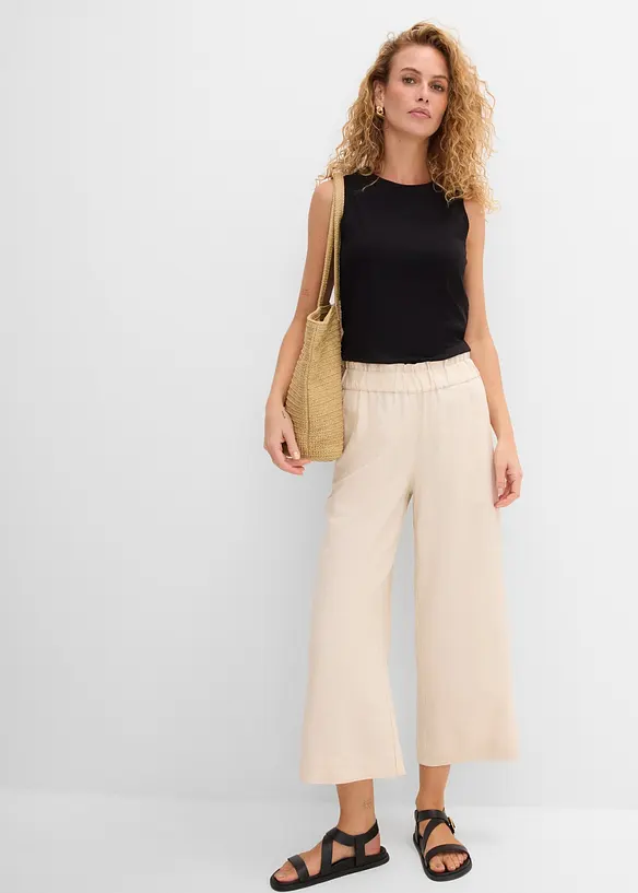 Pantalon large, longueur mollet, bonprix