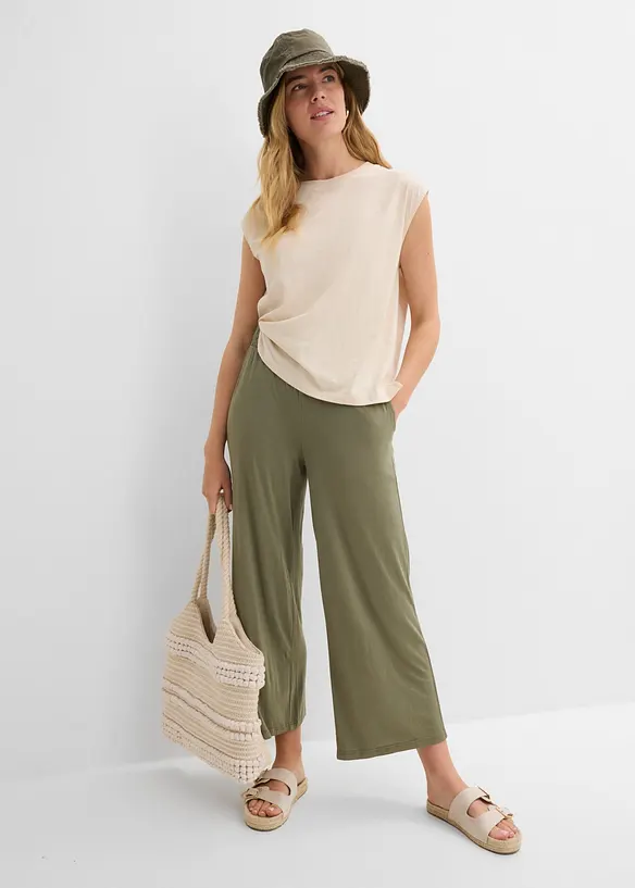 Pantalon fluide en jersey viscose, longueur 7/8, bonprix