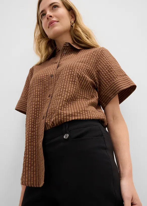 Pantalon 7/8 en bengaline avec taille &eacute;lastiqu&eacute;e, bonprix