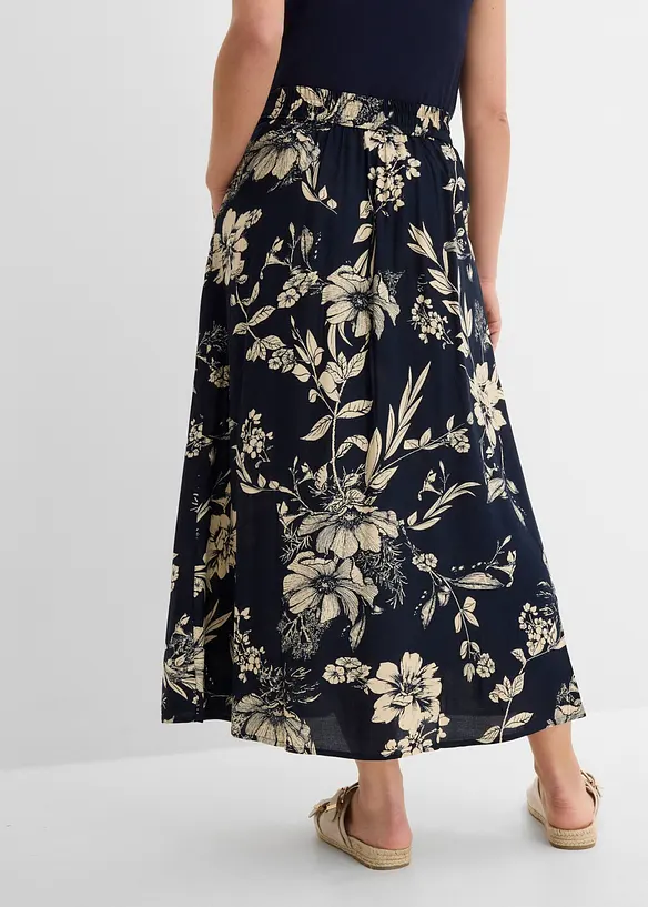 Jupe longue en viscose avec taille &eacute;lastique et lien &agrave; nouer, bonprix