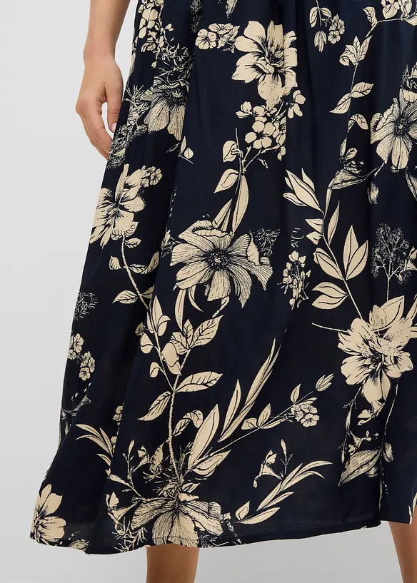 Jupe longue en viscose avec taille &eacute;lastique et lien &agrave; nouer, bonprix