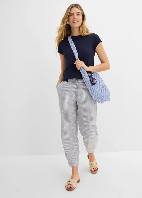 Hose mit Leinen, 7/8 L&auml;nge, bonprix