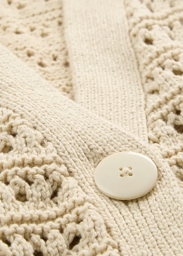 Ajour-Strickjacke aus reiner Baumwolle, bonprix