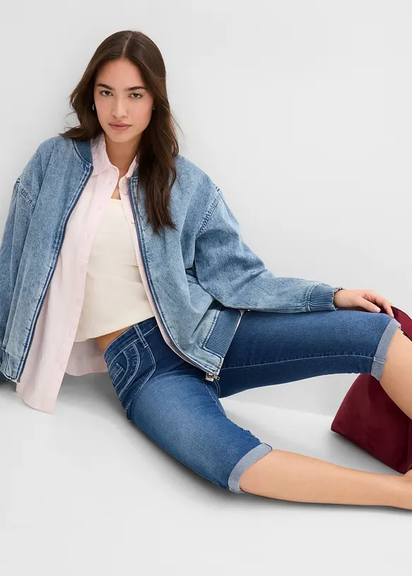 Jean droit taille mi-haute, cropped, bonprix