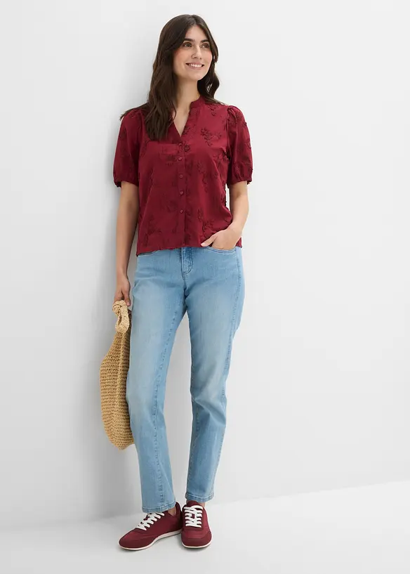 Jean droit taille mi-haute, extensible, bonprix