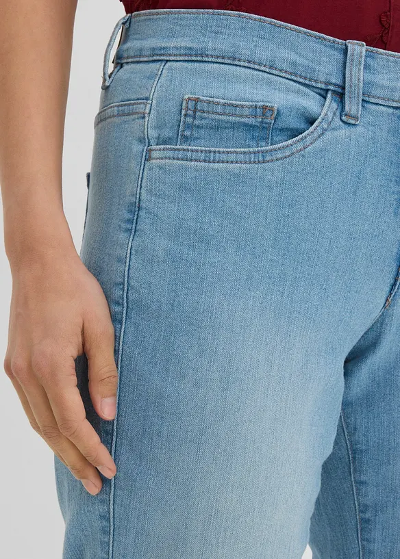 Jean droit taille mi-haute, extensible, bonprix