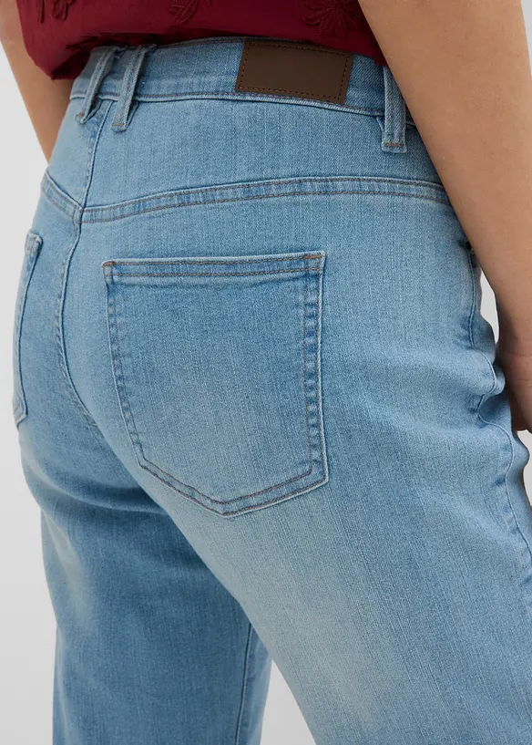 Jean droit taille mi-haute, extensible, bonprix