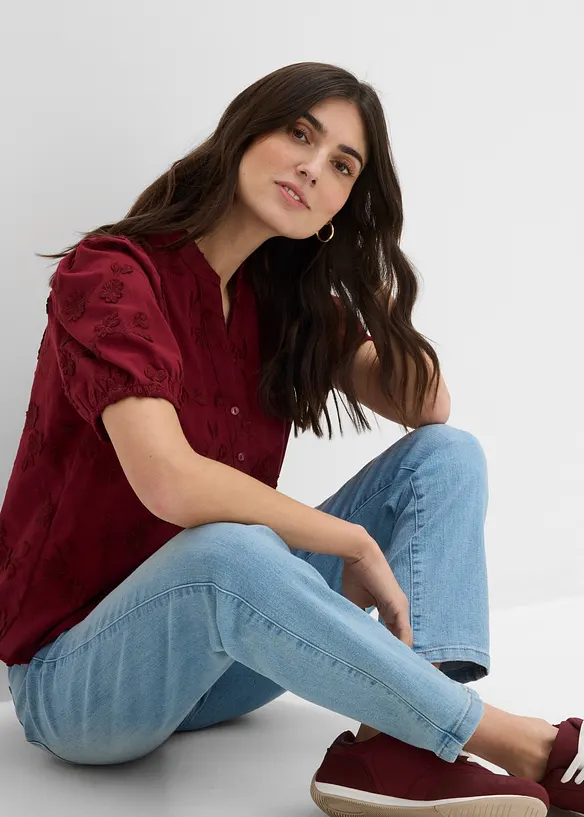 Jean droit taille mi-haute, extensible, bonprix