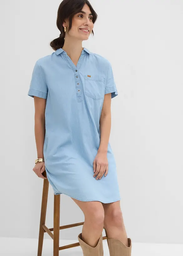 Robe en jean, manches courtes, bonprix