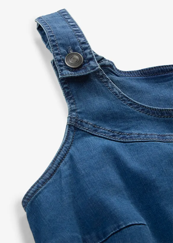 Robe en jean coton avec bretelles de salopette, longueur genou, bonprix