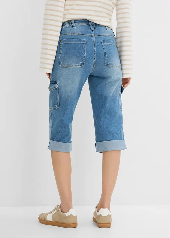 Jean cargo extensible, taille mi-haute, bonprix