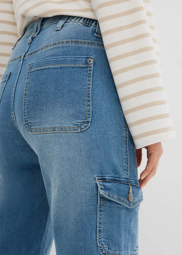 Jean cargo extensible, taille mi-haute, bonprix