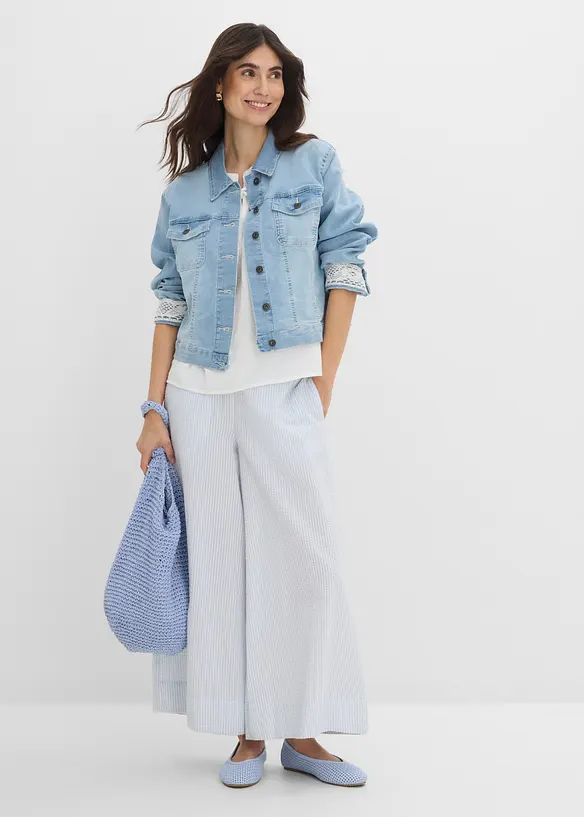 Jeansjacke mit Spitzeneinsatz, bonprix