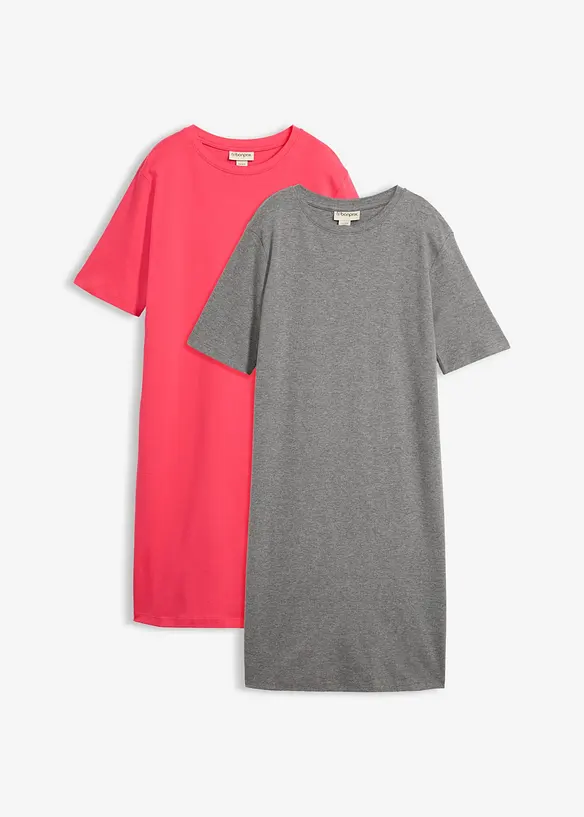Lot de 2 robes T-shirt oversize 100% coton, bonprix