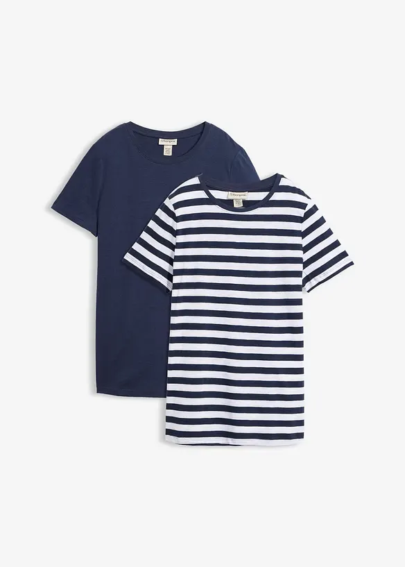 Rundhals-T-Shirt (2er Pack), bonprix