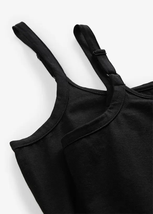 Lot de 2 tops longs coton bretelles spaghetti, bonprix