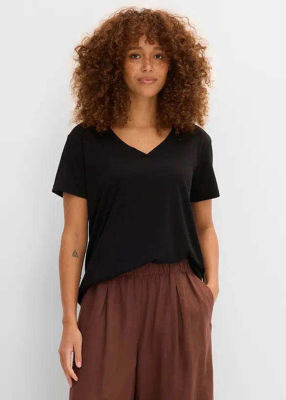 T-shirt &agrave; col en V, bonprix