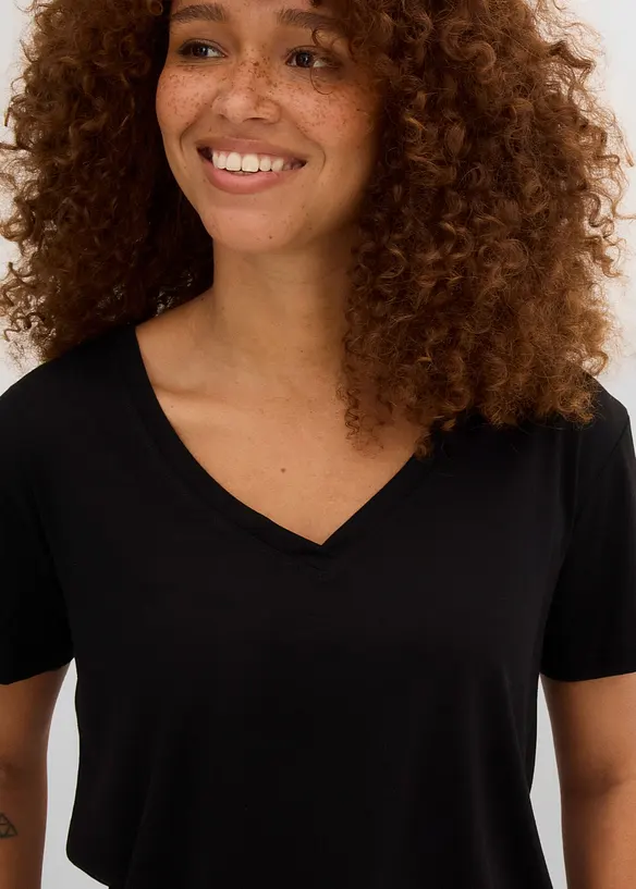 T-shirt &agrave; col en V, bonprix