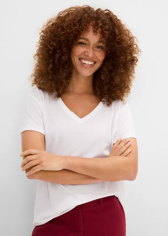 T-shirt &agrave; col en V, bonprix