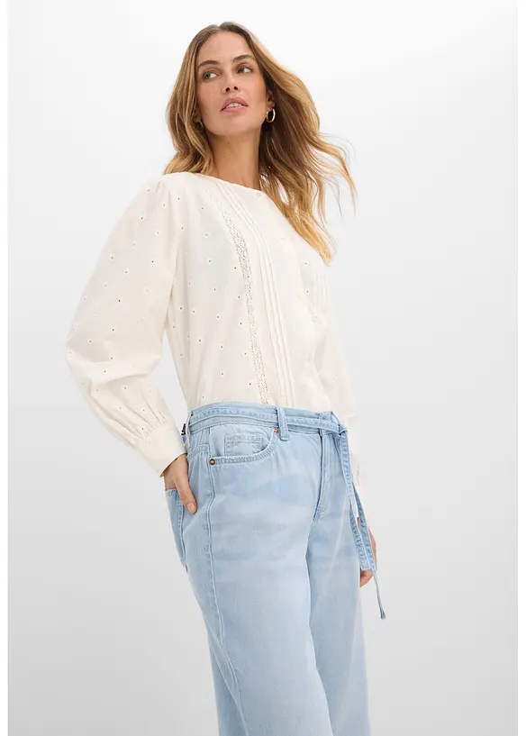 Jean large taille mi-haute avec ceinture, bonprix