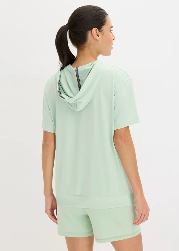 T-shirt de sport oversize avec capuche, s&eacute;chage rapide, bonprix